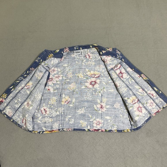 VTG Womens Vest Med Floral Cropped Petite Full Zip Top Shirt Western Y2K 90s - Picture 11 of 16
